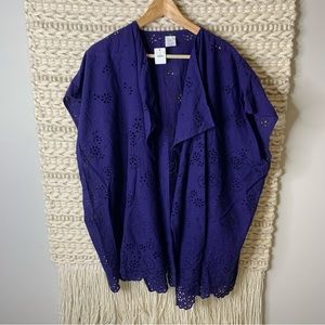 J. Crew Open Eyelets Oversized Navy Cardigan